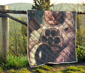 American Astronaut Cat Print Quilt