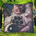 American Astronaut Cat Print Quilt