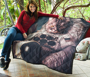 American Astronaut Cat Print Quilt