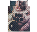 American Astronaut Cat Print Quilt Bed Set