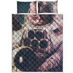 American Astronaut Cat Print Quilt Bed Set