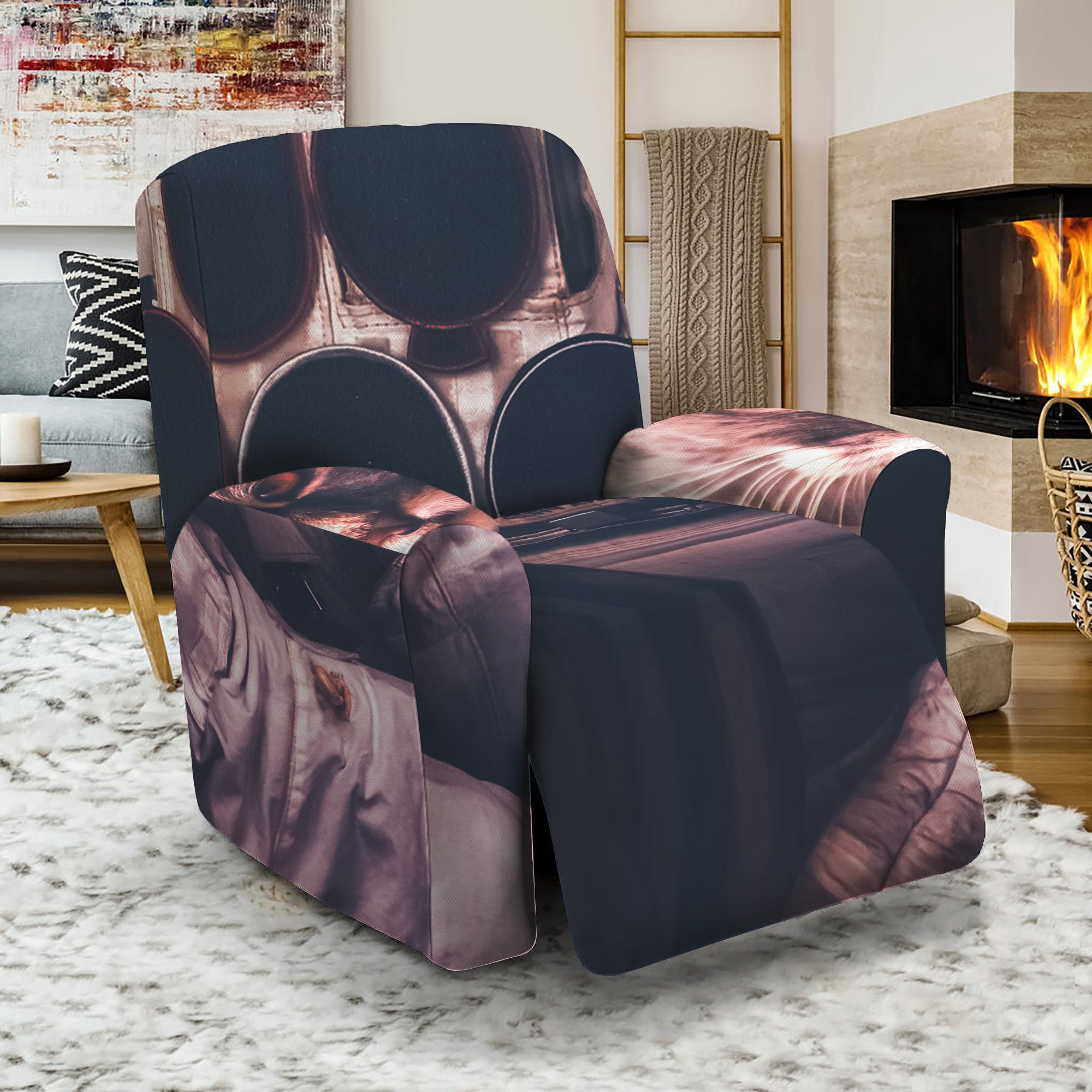 American Astronaut Cat Print Recliner Slipcover