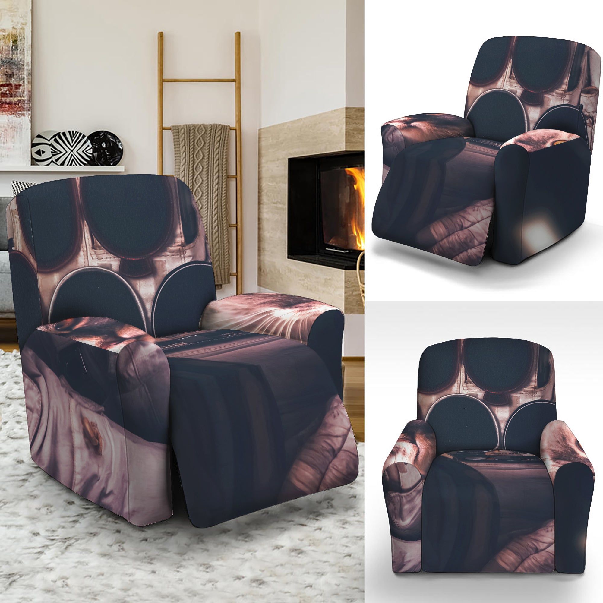 American Astronaut Cat Print Recliner Slipcover