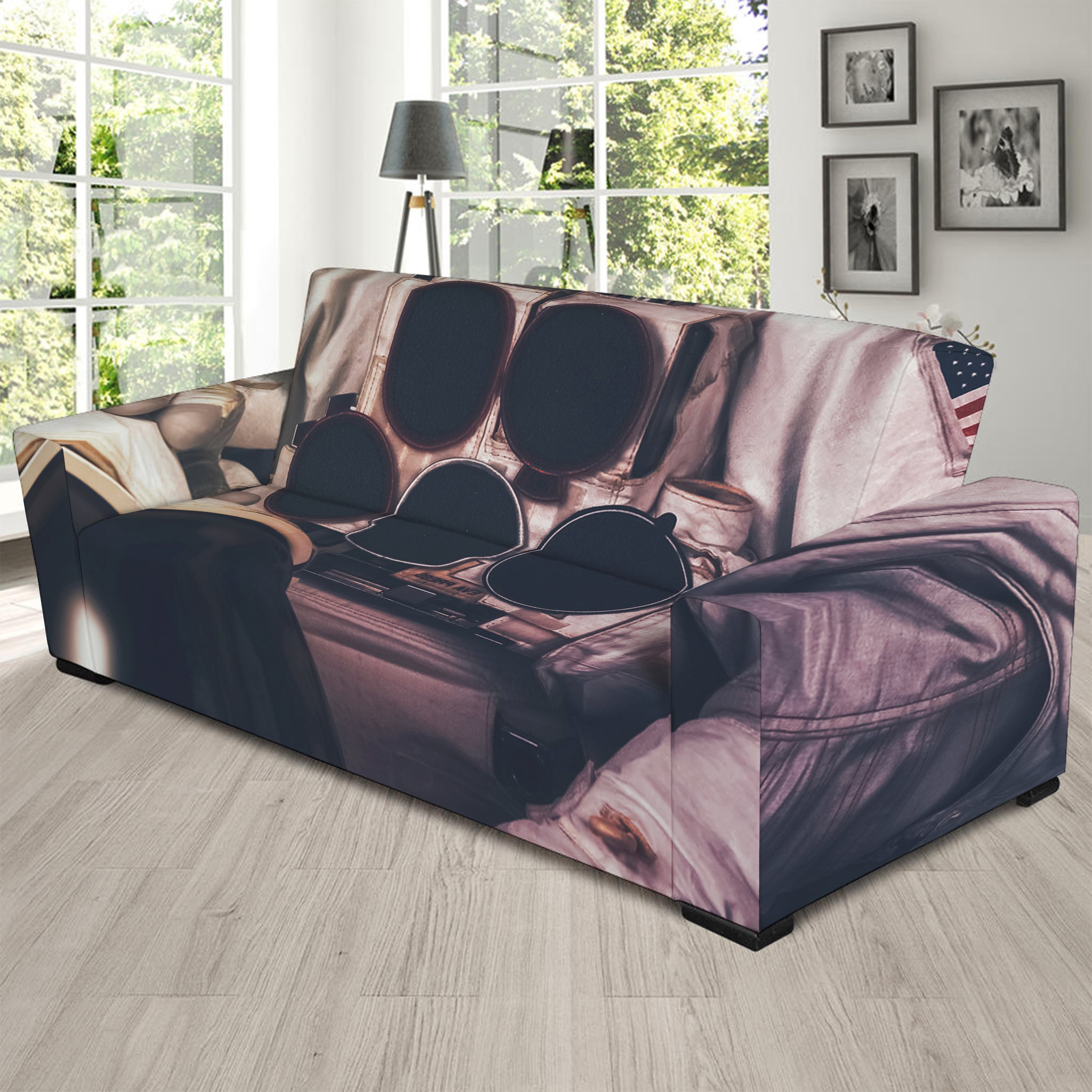 American Astronaut Cat Print Sofa Slipcover