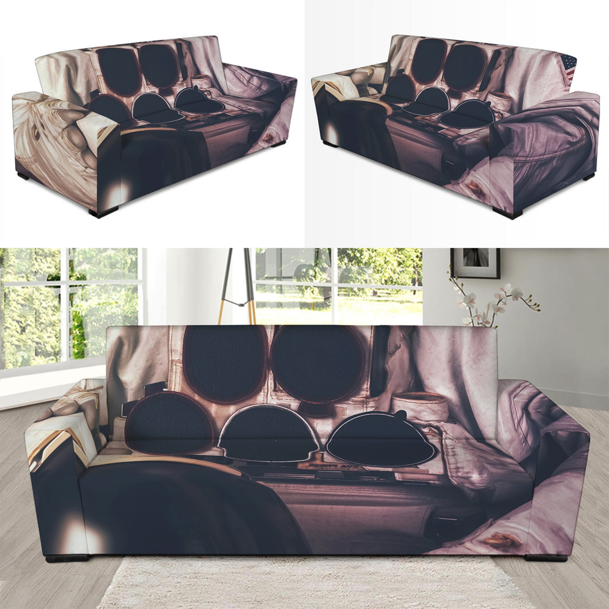 American Astronaut Cat Print Sofa Slipcover