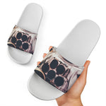 American Astronaut Cat Print White Slide Sandals