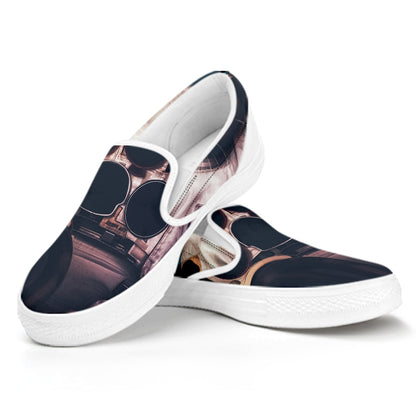 American Astronaut Cat Print White Slip On Shoes