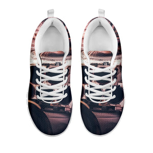 American Astronaut Cat Print White Sneakers