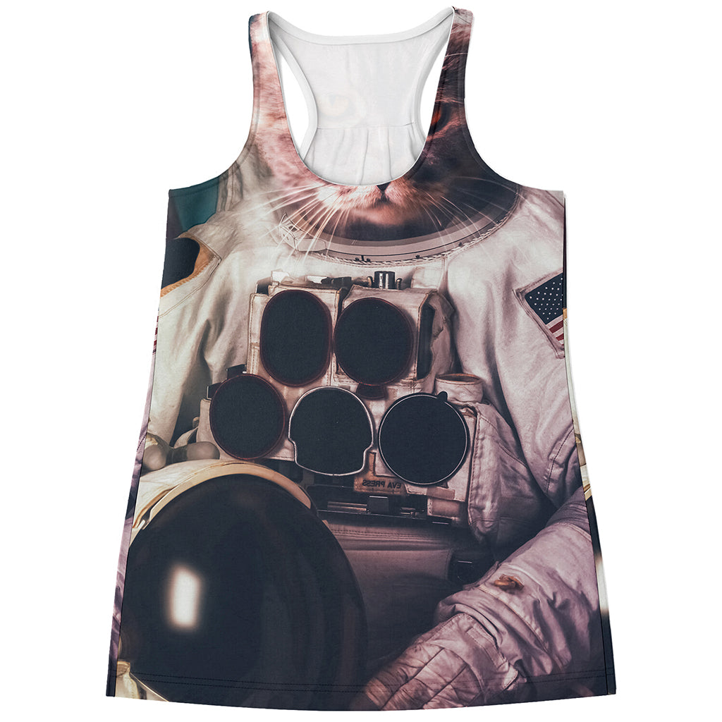 American Astronaut Cat Print Women's Racerback Tank Top