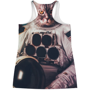 American Astronaut Cat Print Women's Racerback Tank Top