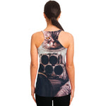 American Astronaut Cat Print Women's Racerback Tank Top