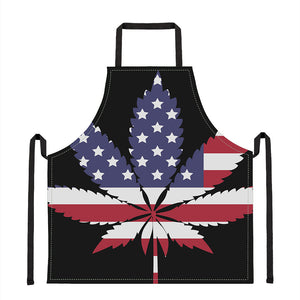 American Cannabis Leaf Flag Print Apron