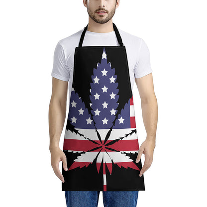 American Cannabis Leaf Flag Print Apron