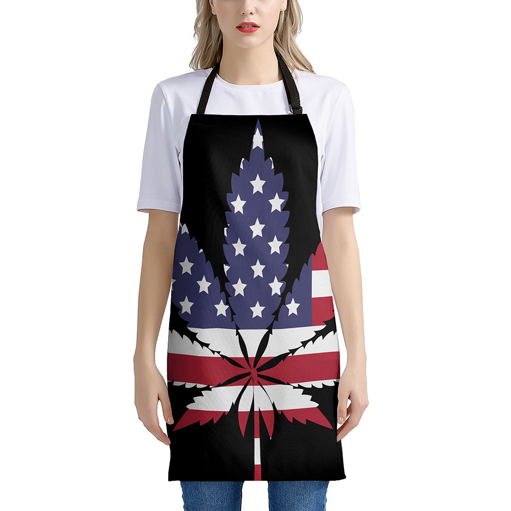 American Cannabis Leaf Flag Print Apron