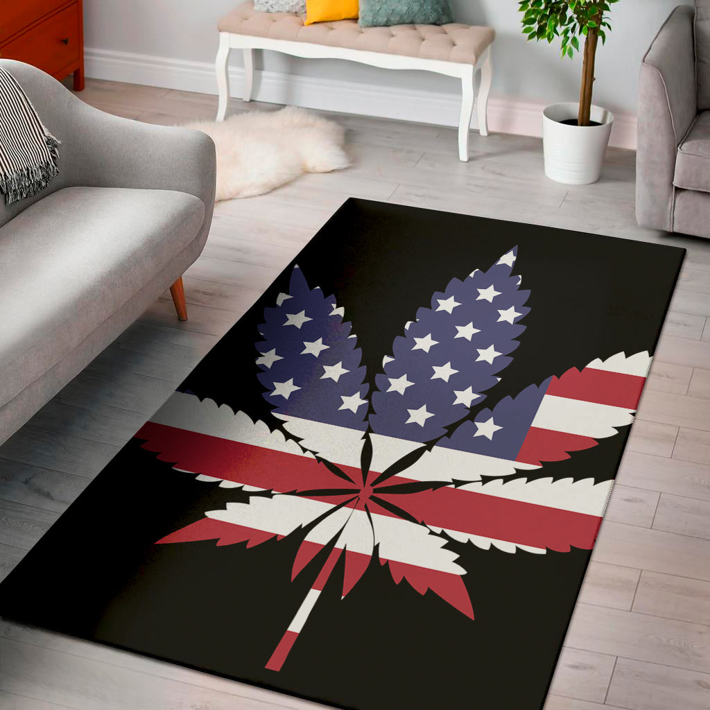 American Cannabis Leaf Flag Print Area Rug