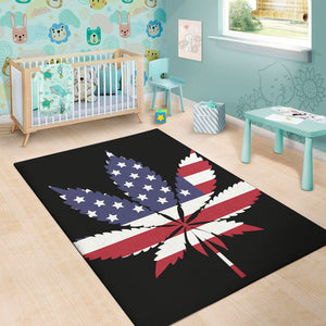 American Cannabis Leaf Flag Print Area Rug