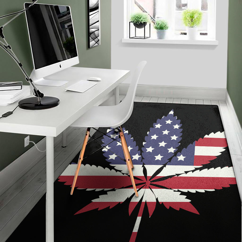 American Cannabis Leaf Flag Print Area Rug