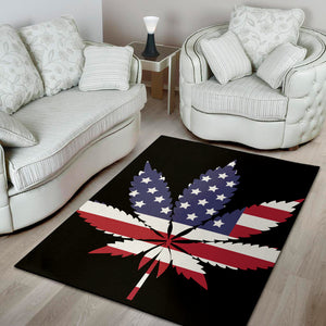 American Cannabis Leaf Flag Print Area Rug