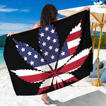 American Cannabis Leaf Flag Print Beach Sarong Wrap