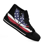 American Cannabis Leaf Flag Print Black High Top Shoes