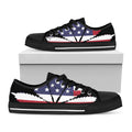 American Cannabis Leaf Flag Print Black Low Top Sneakers