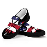 American Cannabis Leaf Flag Print Black Slip On Shoes