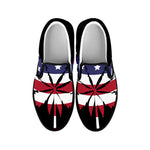 American Cannabis Leaf Flag Print Black Slip On Shoes