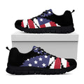 American Cannabis Leaf Flag Print Black Running Shoes