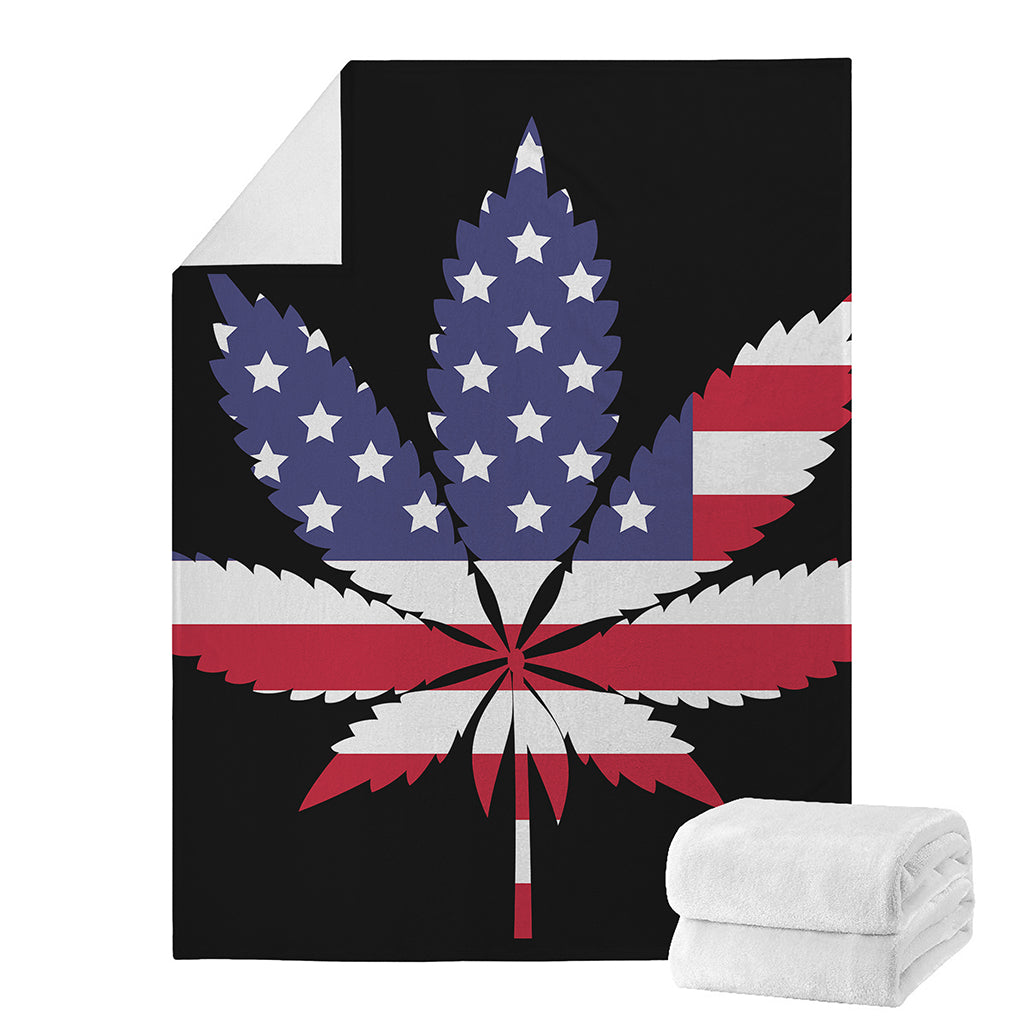 American Cannabis Leaf Flag Print Blanket