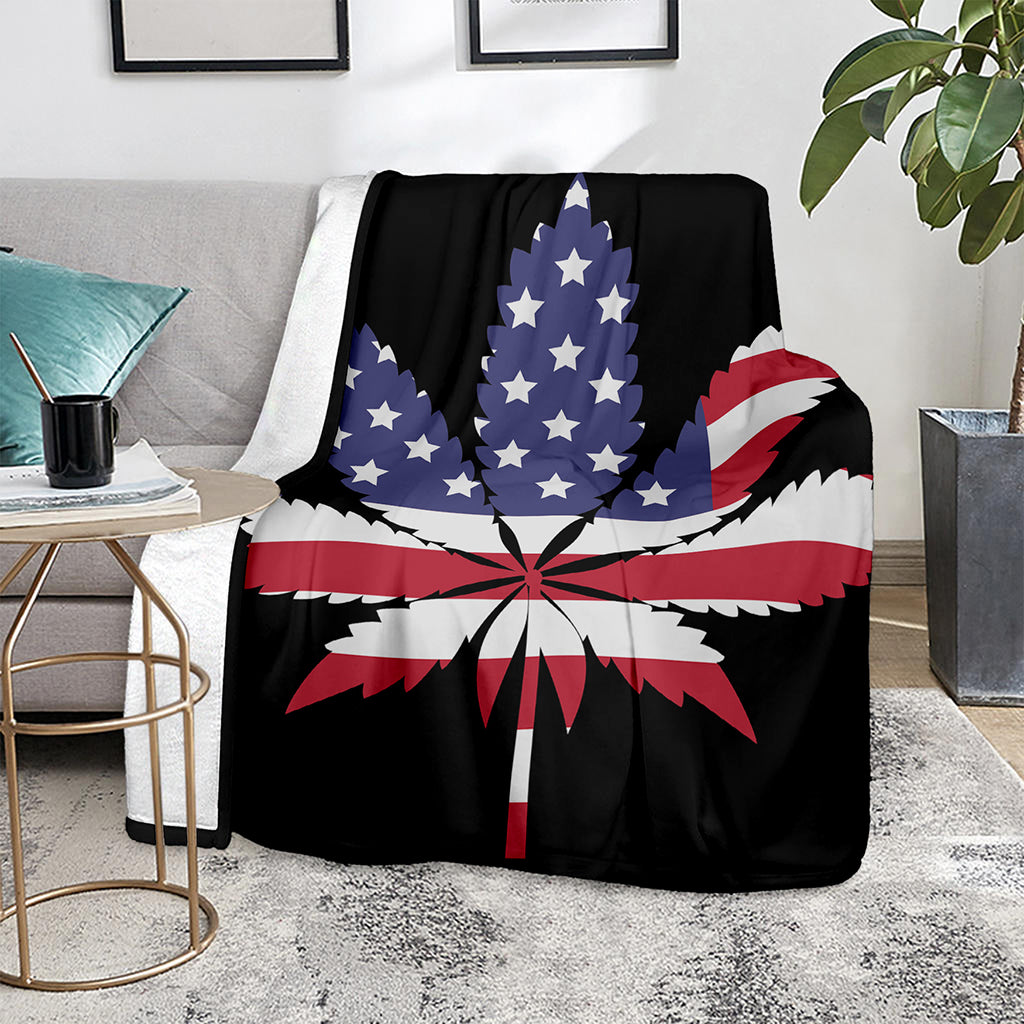 American Cannabis Leaf Flag Print Blanket