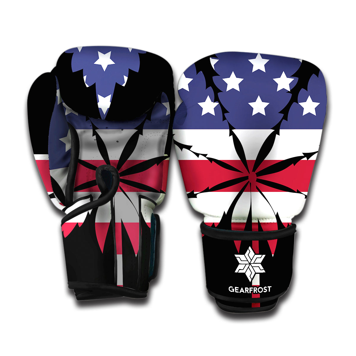 American Cannabis Leaf Flag Print Boxing Gloves