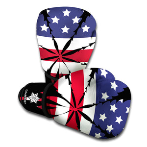 American Cannabis Leaf Flag Print Boxing Gloves