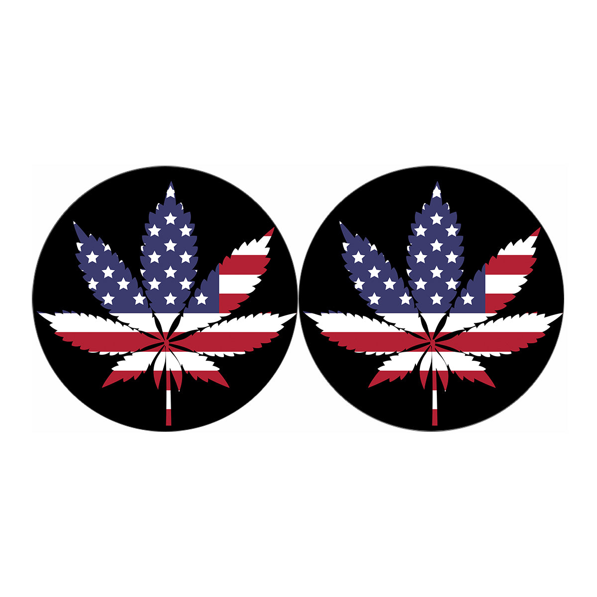 American Cannabis Leaf Flag Print Car Coasters
