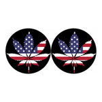 American Cannabis Leaf Flag Print Car Coasters