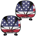 American Cannabis Leaf Flag Print Car Headrest Covers