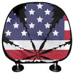 American Cannabis Leaf Flag Print Car Headrest Covers