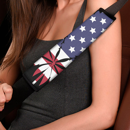 American Cannabis Leaf Flag Print Car Seat Belt Covers