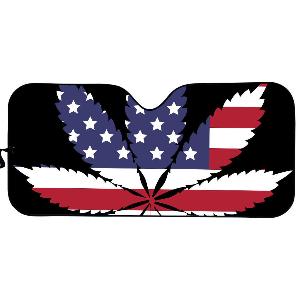 American Cannabis Leaf Flag Print Car Sun Shade