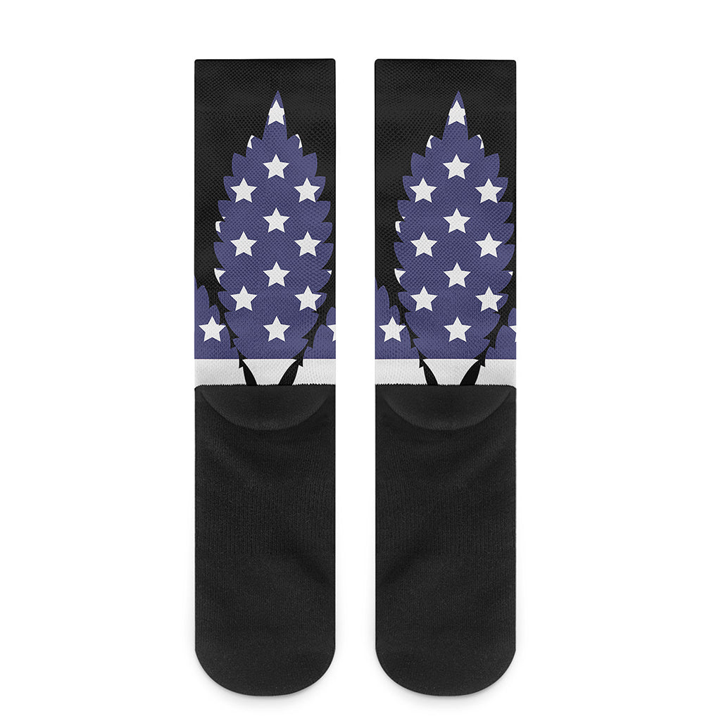 American Cannabis Leaf Flag Print Crew Socks