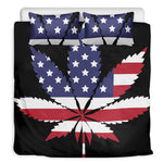 American Cannabis Leaf Flag Print Duvet Cover Bedding Set