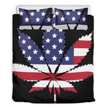 American Cannabis Leaf Flag Print Duvet Cover Bedding Set