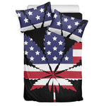 American Cannabis Leaf Flag Print Duvet Cover Bedding Set