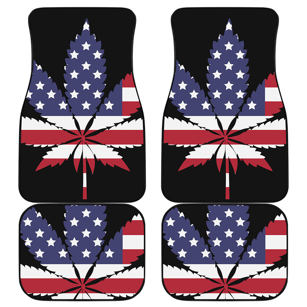 American Cannabis Leaf Flag Print Front and Back Car Floor Mats