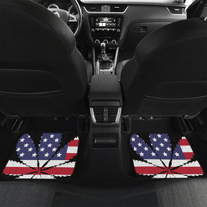 American Cannabis Leaf Flag Print Front and Back Car Floor Mats