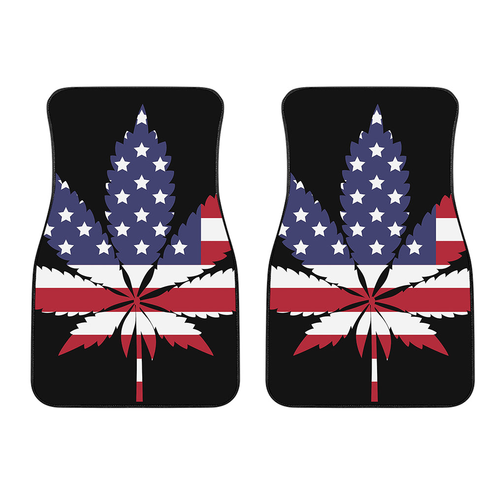 American Cannabis Leaf Flag Print Front Car Floor Mats