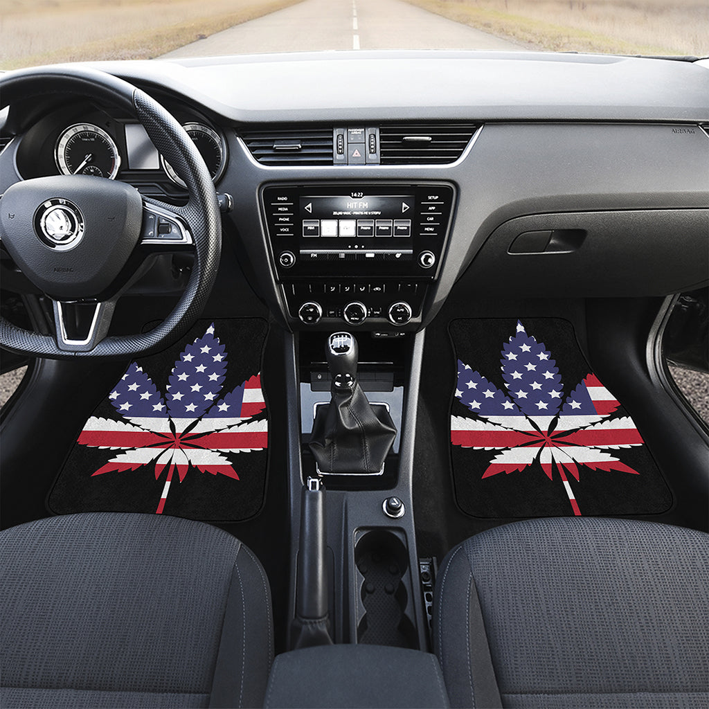 American Cannabis Leaf Flag Print Front Car Floor Mats