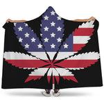 American Cannabis Leaf Flag Print Hooded Blanket
