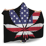 American Cannabis Leaf Flag Print Hooded Blanket
