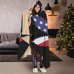 American Cannabis Leaf Flag Print Hooded Blanket