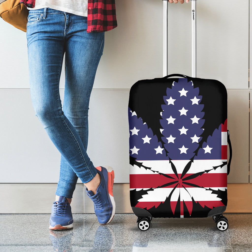 American Cannabis Leaf Flag Print Luggage Cover